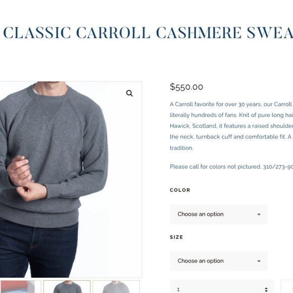Vintage Carroll Cashmere Sweatshirt Made in Scotland Men's Size L - Picture 9 of 12